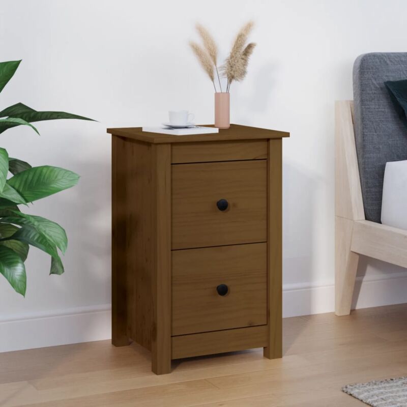 Table de chevet, Table d'appoint, Table de nuit Marron miel 40x35x61,5 cm Bois de pin solide design IN965445