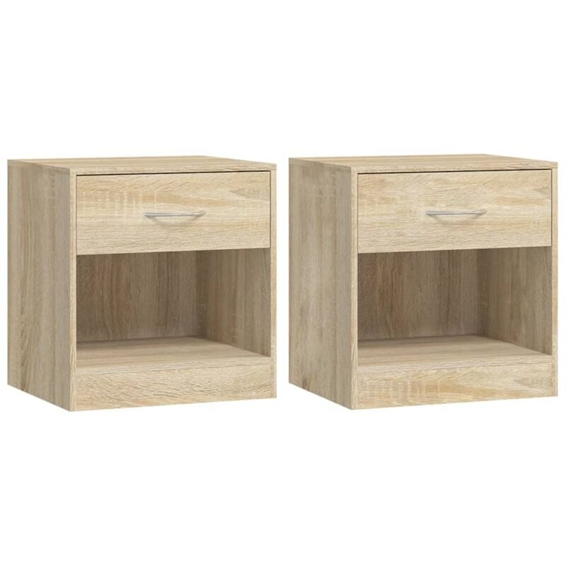 Lot de 2 Tables de chevet Tables de nuit / avec tiroir Couleur de chêne