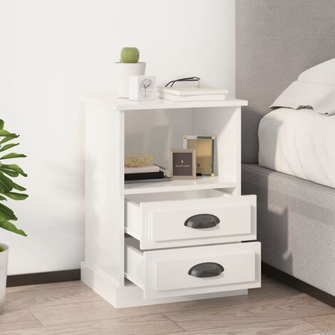Lot de 2 Tables de chevet Tables de nuit blanc brillant 43x36x60 cm VGT86769