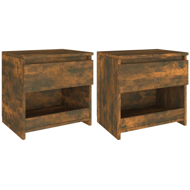 Lot de 2 Tables de chevet Tables de nuit Chêne fumé 40x30x39 cm Bois d'ingénierie VGT36114