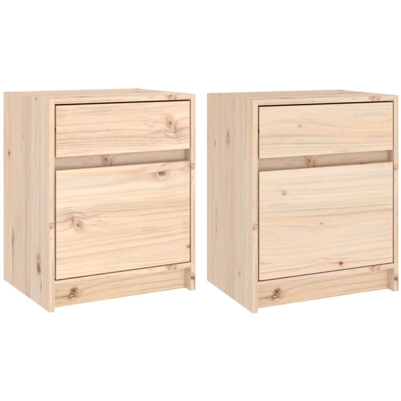 Lot de 2 Tables de Chevet, Tables de nuit, pour Chambre Salon Couloir, 40x31x50 cm Bois de pin massif OIB3800E - Brun