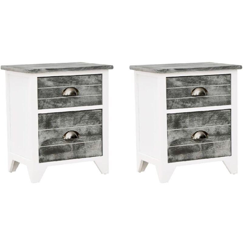 Lot de 2 Tables de Chevet, Tables de nuit, pour Chambre Salon Couloir, avec 2 tiroirs Gris et blanc OIB4574E - Gris