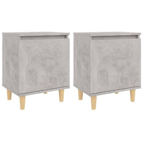 Lot de 2 Tables de Chevet, Tables de nuit, pour Chambre Salon Couloir, avec pieds en bois Gris béton 40x30x50cm OIB2056E