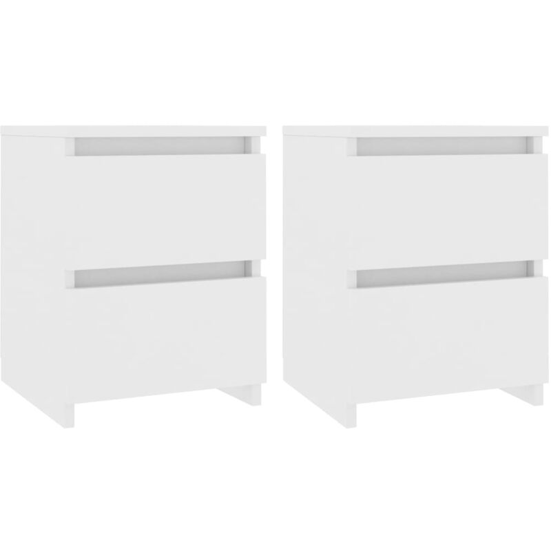 Lot de 2 Tables de Chevet, Tables de nuit, pour Chambre Salon Couloir, Blanc 30x30x40 cm Bois d'ingénierie OIB9104E - Blanc