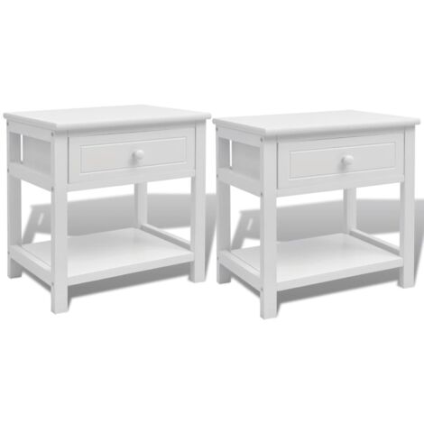 Lot de 2 Tables de Chevet, Tables de nuit, pour Chambre Salon Couloir, Bois Blanc OIB1864E