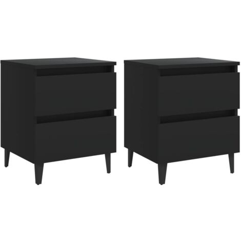 Lot de 2 Tables de Chevet, Tables de nuit, pour Chambre Salon Couloir, Noir 40x35x50 cm Aggloméré OIB1513E
