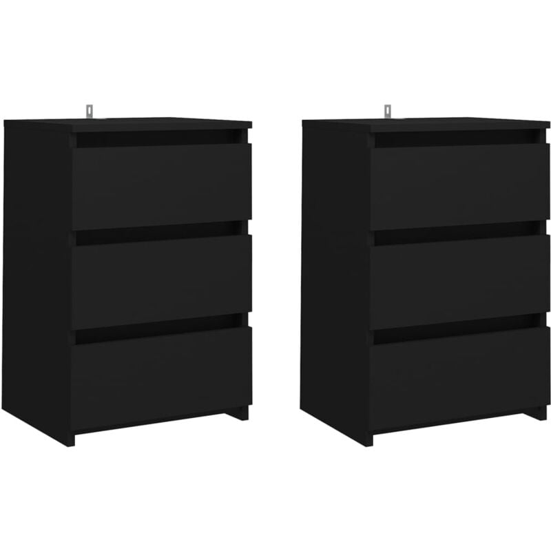 Lot de 2 Tables de Chevet, Tables de nuit, pour Chambre Salon Couloir, Noir 40x35x62,5 cm Aggloméré OIB3985E - Noir