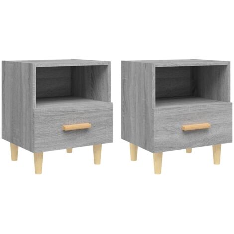 Lot de 2 Tables de Chevet, Tables de nuit, pour Chambre Salon Couloir, Sonoma gris 40x35x47 cm OIB1601E