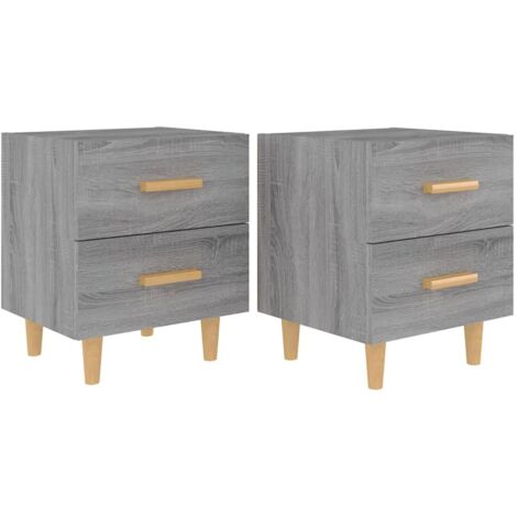 Lot de 2 Tables de Chevet, Tables de nuit, pour Chambre Salon Couloir, Sonoma gris 40x35x47,5 cm OIB1402E