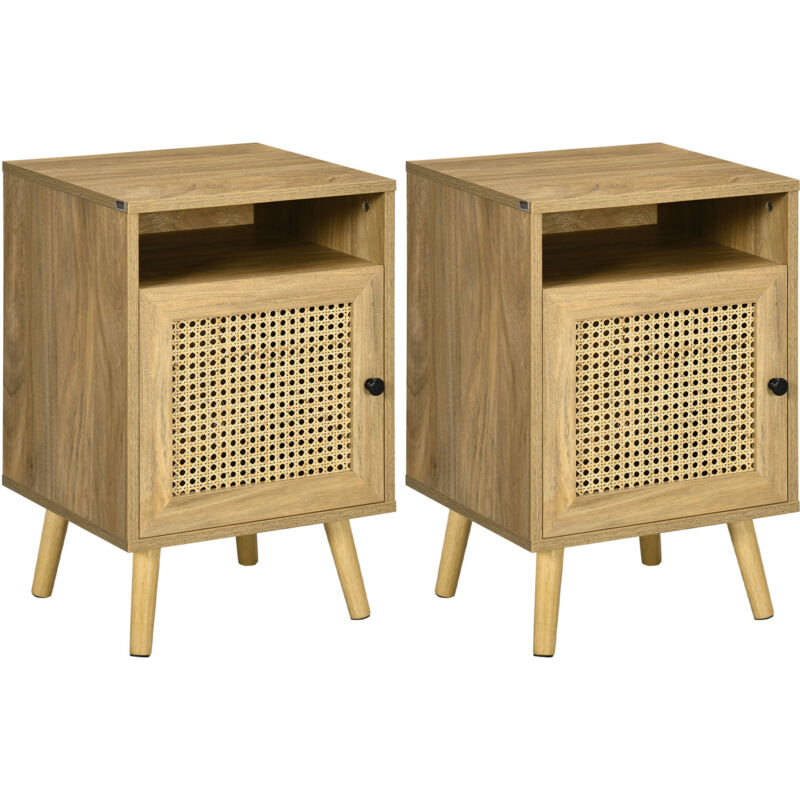 Lot de 2 tables de chevet TAYLOR blanc aspect bois de manguier