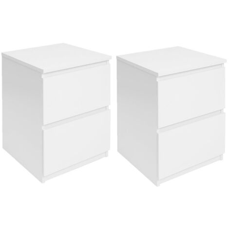 IDMARKET Lot de 2 tables de chevet TOMI 2 tiroirs bois blanc