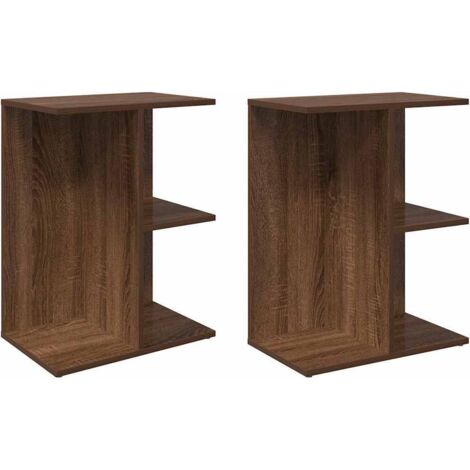 Lot de 2 Tables de chevet，Cabinet de chevet，Table de nuit chêne marron bois d'ingénierie CFW526097