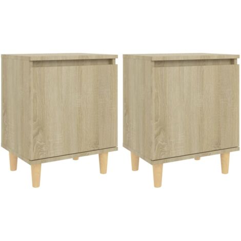 Lot de 2 Tables de chevet，Cabinet de chevet，Table de nuit pieds en bois Chêne sonoma 40x30x50 cm CFW517957