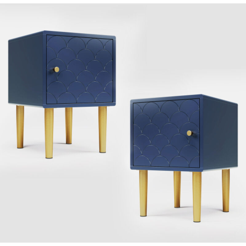 Lot de 2 tables de chevet,table d'appoint,bleu marine,table basse assortie à chaque lit et chambre - H50/B35/T35 cm