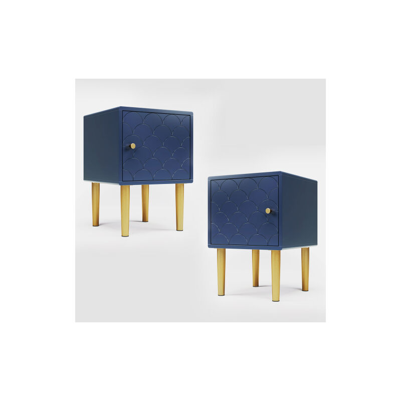 Lot de 2 tables de chevet,Table de chevet d'appoint,Bleu marine,table basse assortie à chaque lit et chambre - H50/B35/T35 cm
