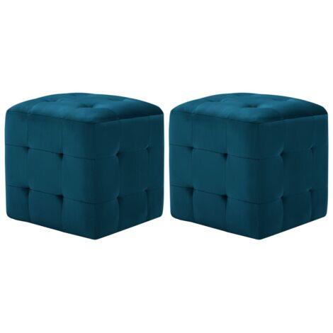 Lot de 2 Tables de chevet，Tables d'appoint Bleu - 30x30x30 cm Tissu velours, Tables de nuit JFH7781