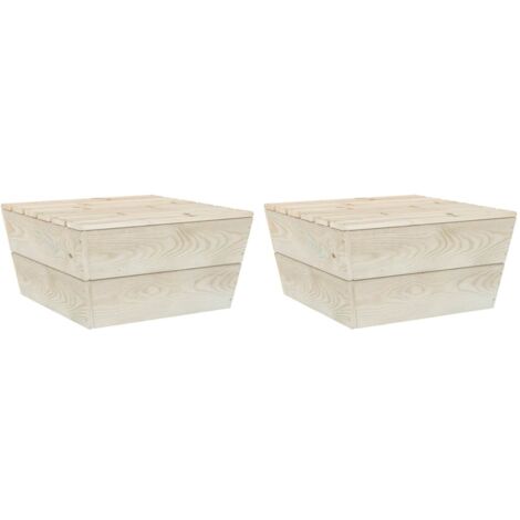 Lot de 2 Tables de jardin  Table de patio  Table d'extérieur 60x60x30 cm Bois d'épicéa imprégné BZTHBS820808