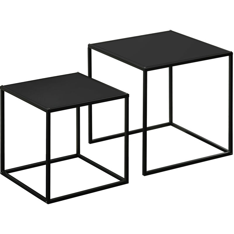 MH - Lot de 2 tables gigognes carrées coslada noires