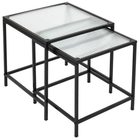 Lot de 2 Tables Gigognes Design "Rosa" 40cm Noir
