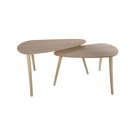 Set de 2 tables gigognes en forme de galet - L 80 x l 40 x H 50 cm - Beige - Livraison gratuite