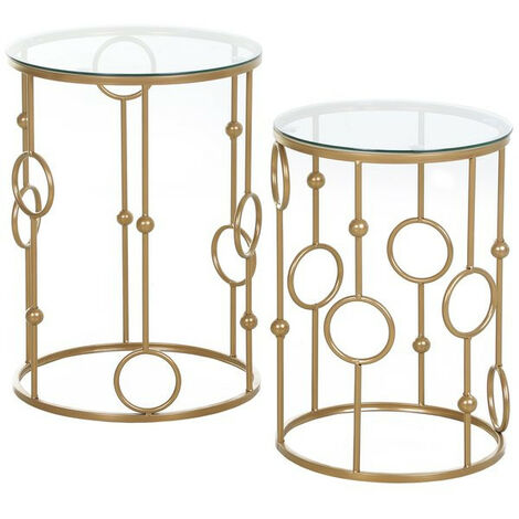 Lot de 2 tables gigognes GATSBY dorées