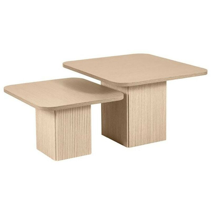 Lot de 2 tables gigognes mélaminé naturel
