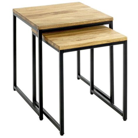 Lot de 2 Tables Gigognes "Pika" 46cm Chêne & Noir