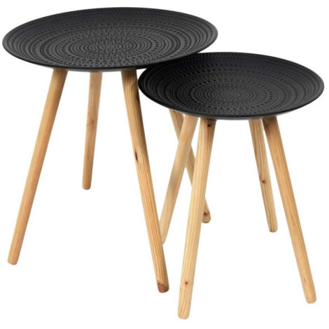 Lot de 2 Tables Gigognes "Relief" 49cm Noir