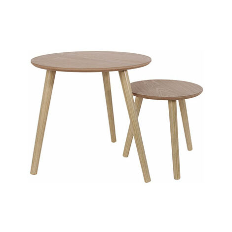 Lot de 2 tables gigognes rondes 48 cm en bois naturel - BALTIC
