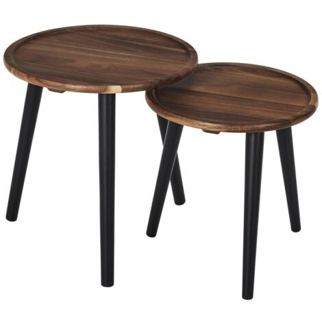 Lot de 2 tables gigognes rondes acacia