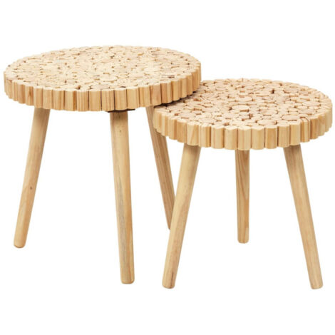 Lot de 2 Tables Gigognes "Rondin" 40cm Naturel