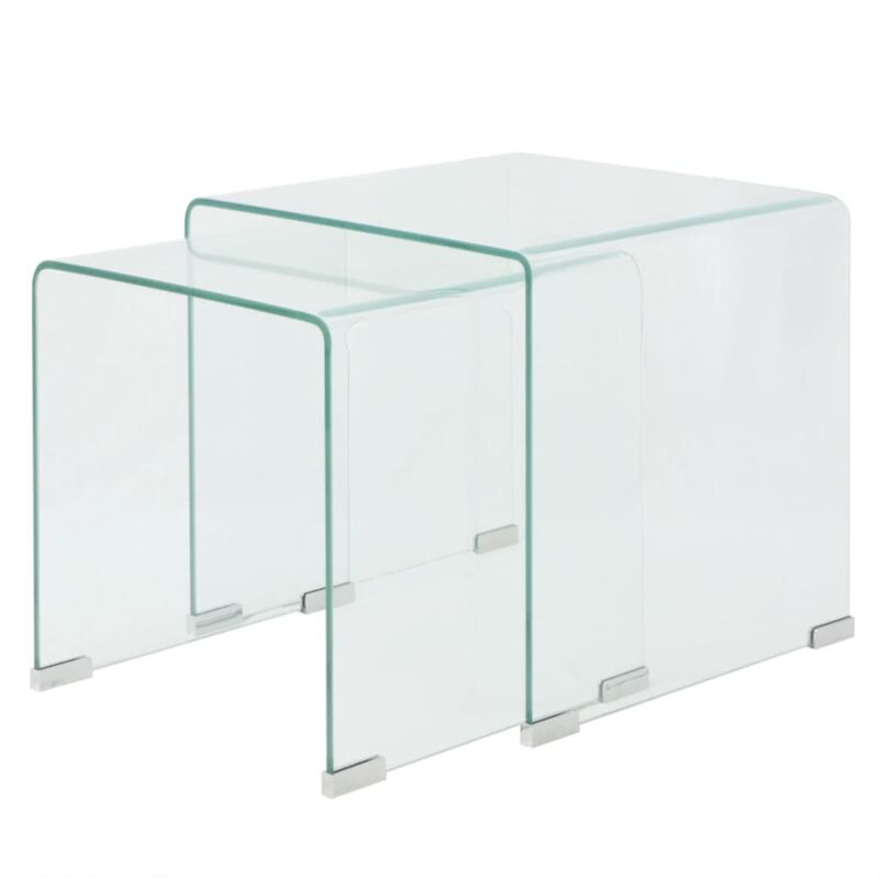 Maison Chic - Lot de 2 Tables gigognes Tables basses Tables d'appoint Verre trempé Transparent 34747