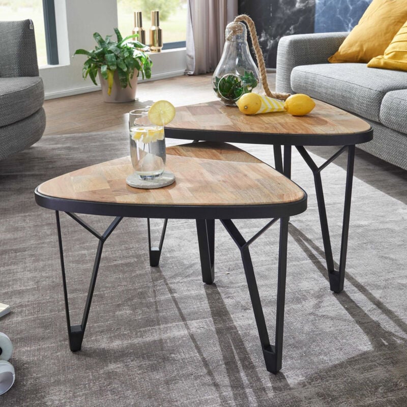 M&s - Lot de 2 tables gigognes triangulaires en acacia et manguier