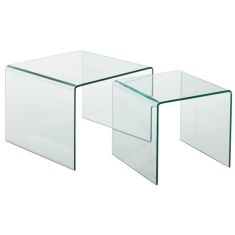 Lot de 2 Tables Gigognes "Veria" 65cm Transparent