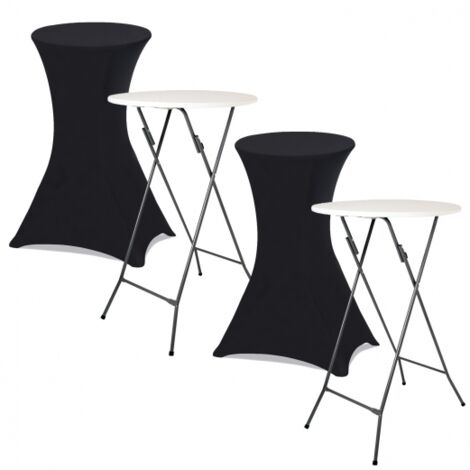 Lot de 2 tables hautes 105 cm pliantes + 2 housses noires