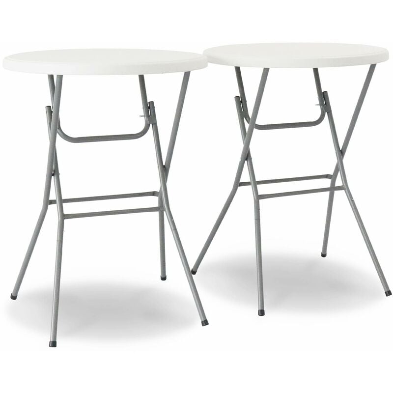 Sweeek - Lot de 2 tables hautes de réception – gala – Mange debout. pliables. Ø80cm x 110cm