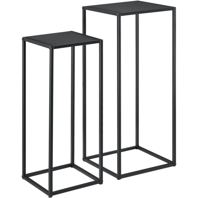 Lot de 2 tables hautes en métal noires mat