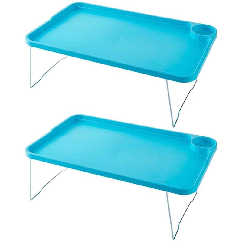 Lot de 2 tables lit pliantes bois 50x29,5 cm, pour petit-déjeuner/travail/jeu, adultes/enfants