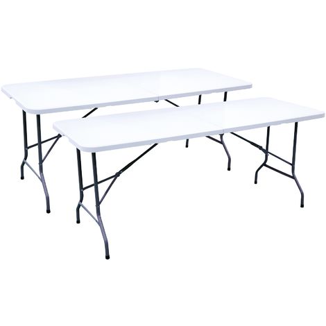 Lot de 2 Tables pliantes - 180 cm - 8 personnes - plastique