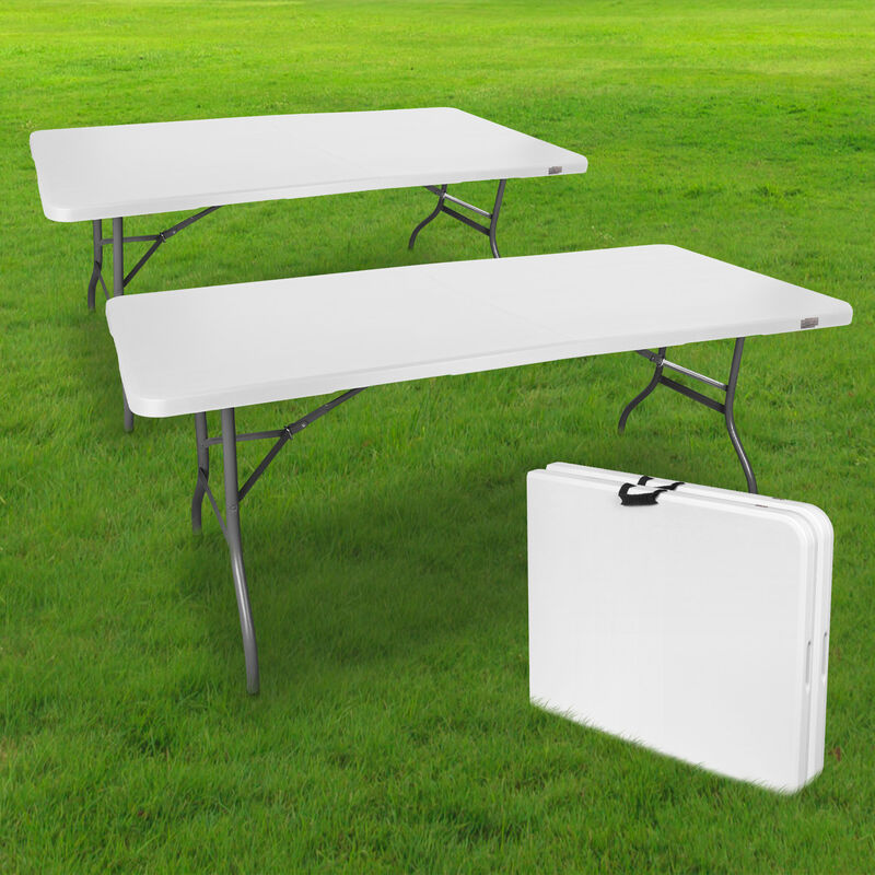 Skylantern - Lot de 2 Tables Pliantes de Camping 180 cm Rectangulaire Blanche - Table de Jardin 8 personnes L180 x l74 x H74cm en hdpe Haute Densité