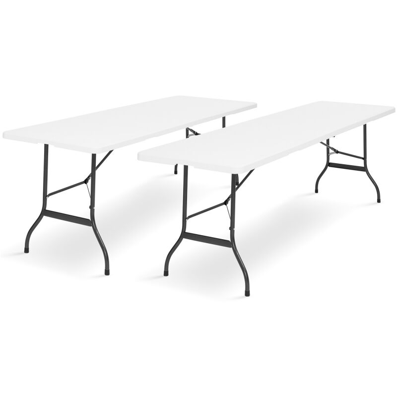 Idmarket - Lot de 2 tables pliantes portables 180 cm pour camping ou réception - Gris
