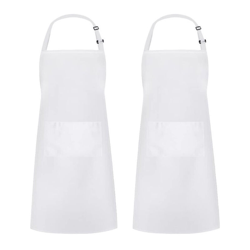 Fei Yu - Lot de 2 tabliers à bavette avec 2 poches pour chef cuisinier, tablier de cuisine pour femme et homme