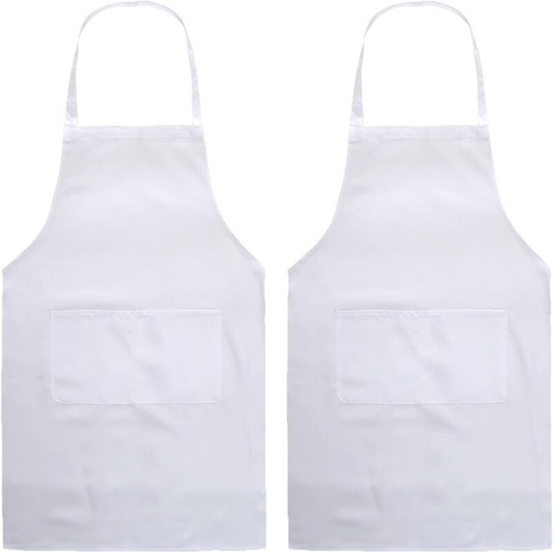 Lot de 2 tabliers de cuisine avec poches, tabliers de cheville et barbecue