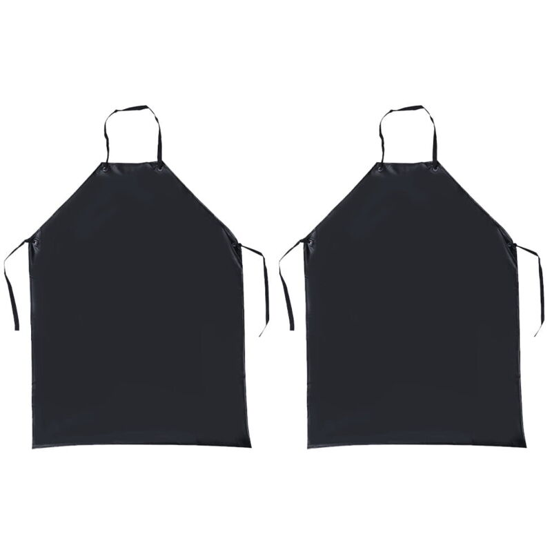 Feiyue - Lot de 2 tabliers imperméables et ingraissables unisexes, résistants aux acides et aux alcalis, pour cuisine de boucherie (noir)