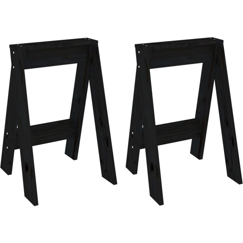 Décoshop26 - Lot de 2 tabouret assise siège de cuisine 40 x 40 x 60 cm en bois massif de pin noir DEC026412