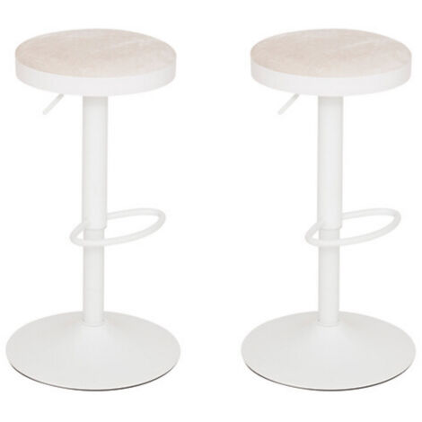 Lot de 2 Tabouret de bar ajustable et pivotant coloris blanc et ivoire- Diamètre 41,5 x Hauteur 76 cm