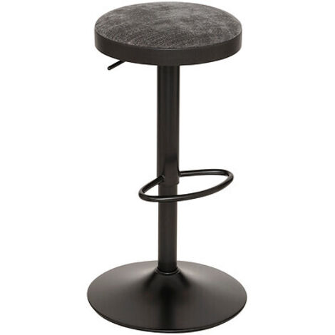 Lot de 2 Tabouret de bar ajustable et pivotant coloris noir et gris - Diamètre 41,5 x Hauteur 76 cm