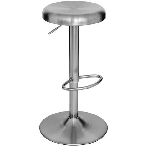 Lot de 2 Tabouret de bar ajustable et pivotant en acier chromé - Diamètre 41,5 x Hauteur 76 cm