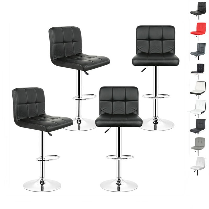 Wyctin - Hofuton Lot de 4 Tabouret de Bar Chaise de Bar avec Dossier et Repose-Pieds Tabouret Européen Noir
