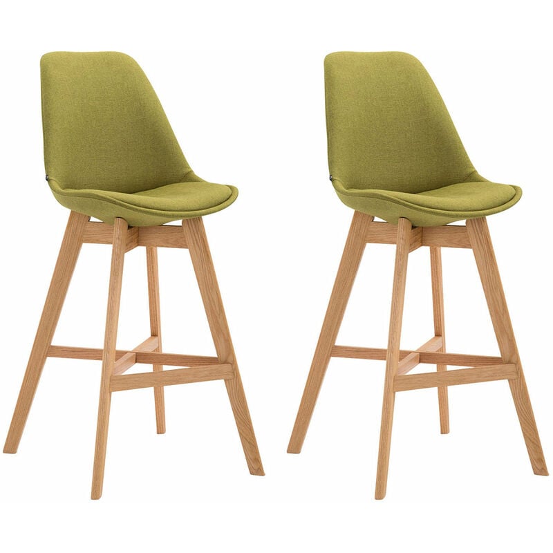 Décoshop26 - Lot de 2 tabouret de bar chaise haute design moderne en tissu vert 100001298